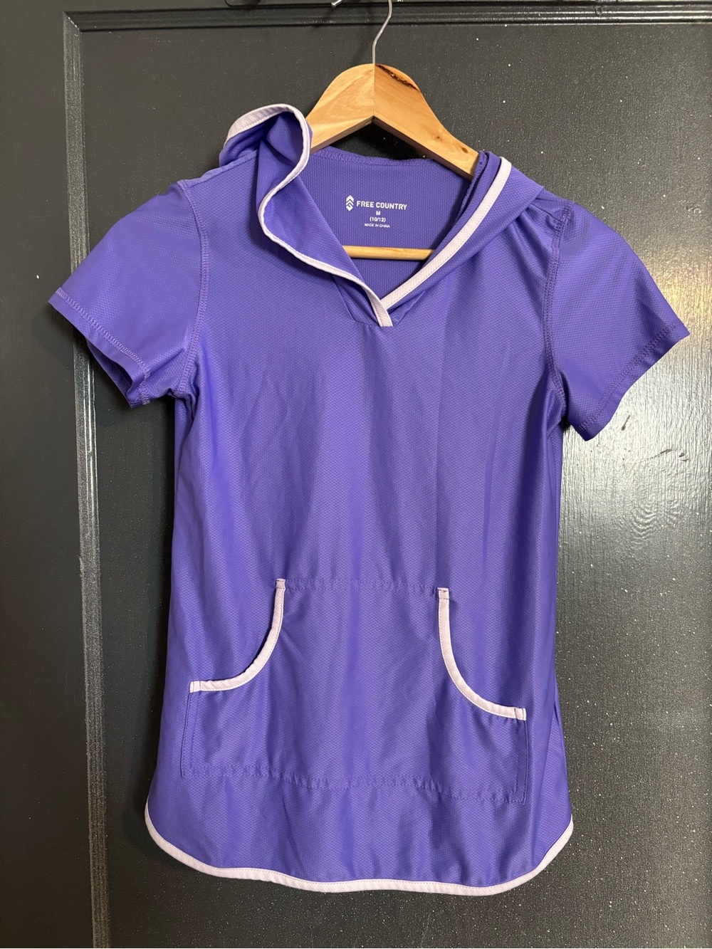 Free Country Girls' Purple Hooded Swim Coverup with Lilac Trim